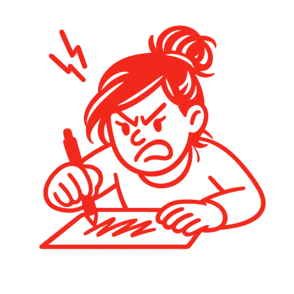 Person writing an angry letter